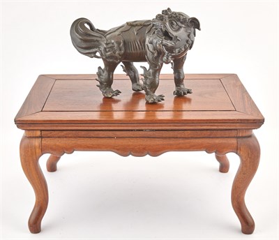 Lot 93 - A Chinese Hardwood Table Stand and a Bronze Fu...