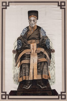 Lot 96 - An Embroidered Silk Portrait of a Korean...