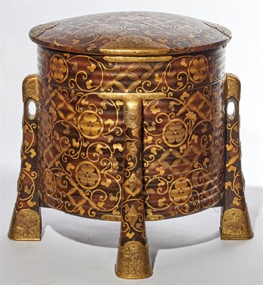 Lot 165 - A Japanese Gold and Brown Lacquer Karabitsu...