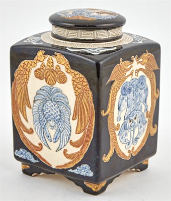 Lot 151 - A Japanese Satsuma Earthenware Square-Form Tea...
