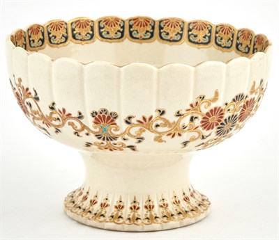 Lot 143 - A Japanese Satsuma Earthenware Stembowl Meiji...