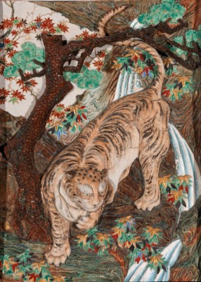 Lot 152 - A Japanese Painted and Molded Porcelain Plaque...