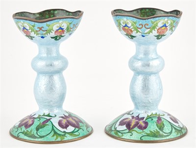 Lot 107 - A Pair of Japanese Ginbari Cloisonné Enamel...