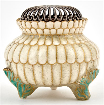 Lot 131 - A Japanese Satsuma Earthenware Tripod Koro...