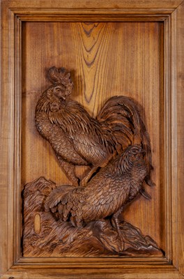 Lot 118 - A Fine Japanese Carved Hardwood Panel...
