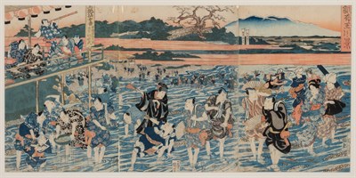 Lot 123 - A Japanese Color Woodblock Triptych after...