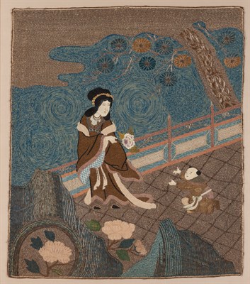 Lot 108 - A Japanese Embroidered Silk Tapestry Meiji...