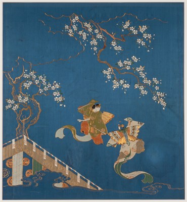 Lot 102 - A Japanese Silk Embroidery Meiji period...