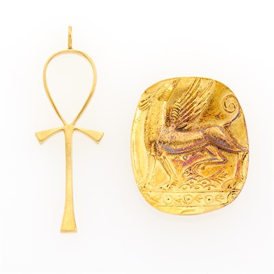 Lot 27 - Gold Ankh Pendant and Griffin Pendant