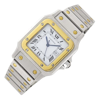 Lot 25 - Cartier Gentleman's Stainless Steel and Gold 'Santos' Wristwatch