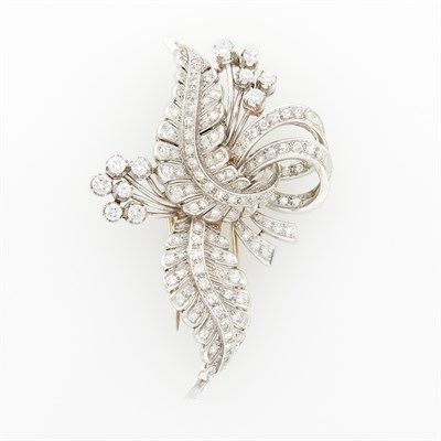 Lot 177 - Platinum and Diamond Clip-Brooch