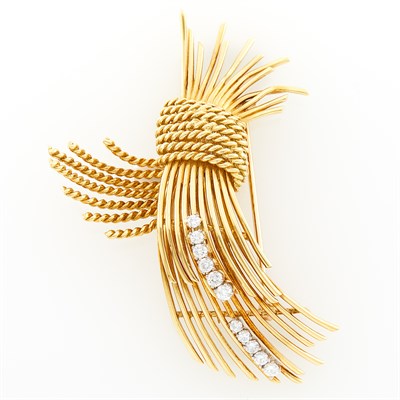 Lot 152 - Gold and Diamond Wheat Sheath Clip-Brooch