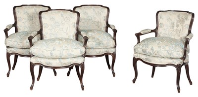 Lot 175 - Set of Four Louis XV Style Stained Beechwood...