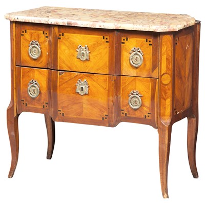 Lot 176 - Louis XV Kingwood and Mahogany Marble Top...
