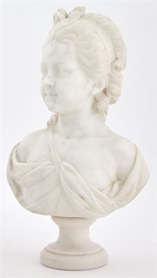 Lot 202 - White Marble Bust of a Young Girl Height 20...