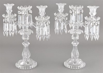 Lot 263 - Pair of Baccarat Molded Glass Three-Light...