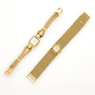 Lot 88 - Rolex Rose Gold and Cord Wristwatch and Eloga, Paul Buhre Gold and Diamond Wristwatch