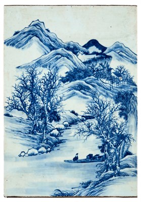 Lot 293 - A Chinese Blue and White Porcelain Plaque...