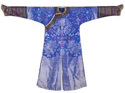 Lot 125 - A Chinese Blue Ground Brocade Dragon Robe 20th...
