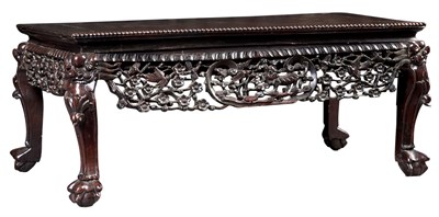Lot 81 - A Chinese Hardwood Low Table Late Qing Dynasty...