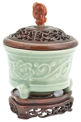 Lot 269 - A Chinese Celadon Glazed Censer Qing Dynasty...