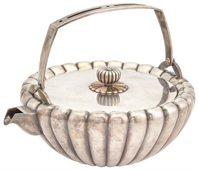 Lot 310 - A Japanese Silver Teapot Meiji Period Height...