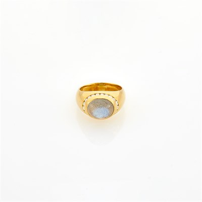 Lot 233 - Gold, Moonstone and Diamond Ring