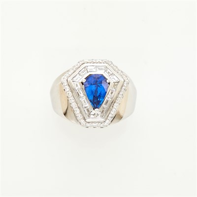 Lot 1272 - White Gold, Sapphire and Diamond Ring