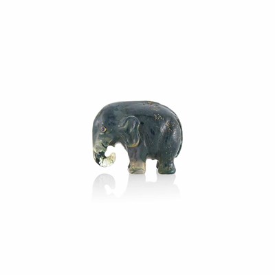 Lot 106 - Fabergé Moss Agate Model of an Elephant Carved...