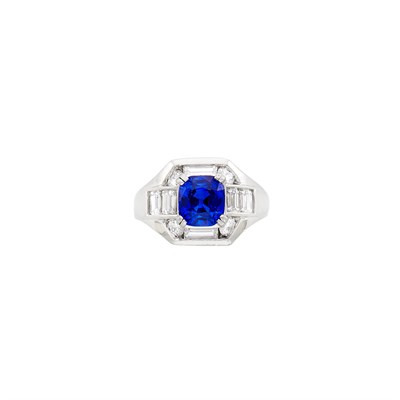 Lot 92 - Platinum, Sapphire and Diamond Ring