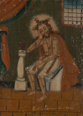 Lot 368 - Latin American Naive School Christ Meditating...