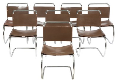 Lot 283 - Set of Eight Chromed Metal and Leather MR20...