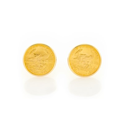 Lot 154 - Pair of Gold and Gold Coin Cufflinks
