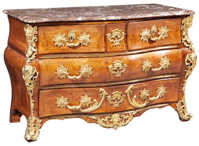 Lot 150 - Regence Gilt Bronze Mounted and Brass Inset...