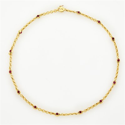 Lot 69 - Gold and Ruby Chain Necklace