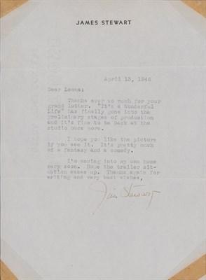 Lot 180 - STEWART, JIMMY Typed letter signed mentioning "...