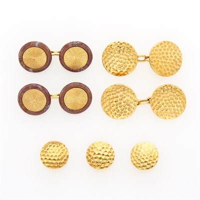 Lot 34 - Pair of Gold and Jasper Cufflinks and Gold Dress Set