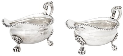 Lot 207 - Pair of George IV Sterling Silver Sauceboats...