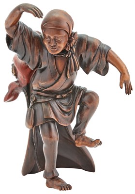Lot 312 - A Japanese Lacquered Boxwood Okimono Meiji...