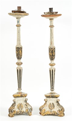 Lot 220 - Pair of Italian Carved and Painted Wood...