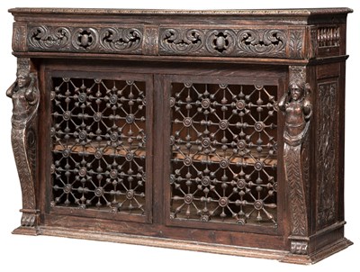 Lot 197 - Renaissance Style Oak Side Cabinet Height 37...