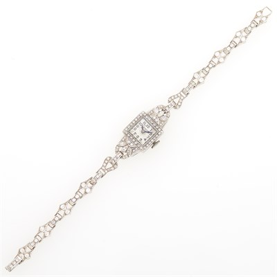 Lot 124 - Platinum and Diamond Wristwatch
