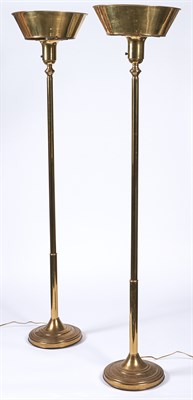 Lot 142 - Pair of Contemporary Design Brass Floor Lamps...