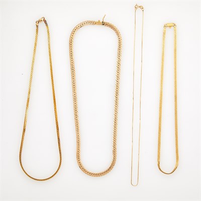 Lot 166 - Four Two-Color Gold Chains