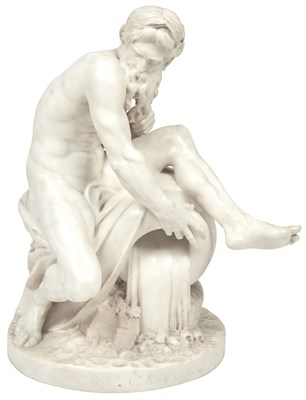 Lot 375 - Carved Alabaster Allegorical Figure Entitled...
