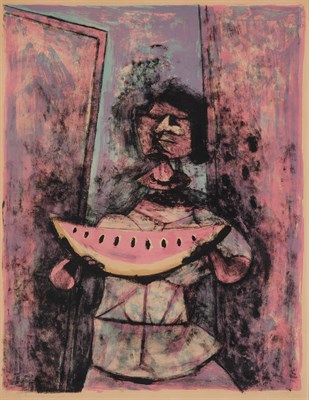 Lot 25 - Rufino Tamayo (1899-1991) MUJER CON SANDÍA...