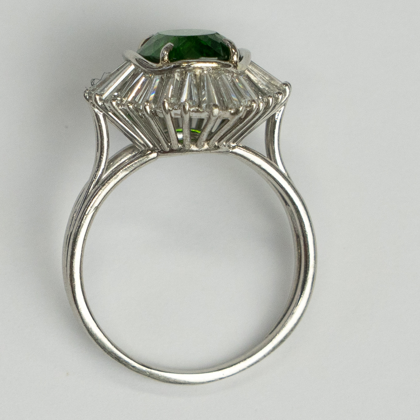 Lot 57 - Platinum, Demantoid Garnet and Diamond Ring