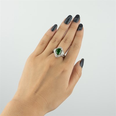 Lot 57 - Platinum, Demantoid Garnet and Diamond Ring
