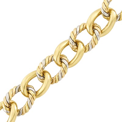 Lot 19 - Wide Tricolor Gold Curb Link Bracelet