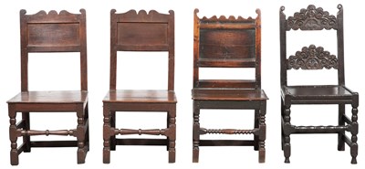 Lot 142 - Pair of English Oak Joined Back Stools 17th...
